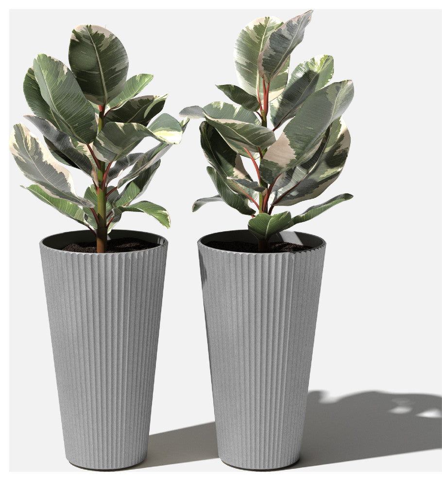 Veradek Demi Series Tall 26" Planter, Gray, 2 Pack