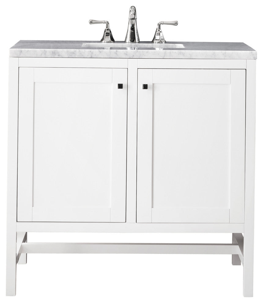 Addison 36" Vanity, With Doors, Glossy White, Solid Surface Countertop