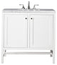 Addison 36" Vanity, With Doors, Glossy White, Solid Surface Countertop