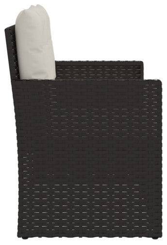 vidaXL Outdoor Loveseat Rattan Garden Bench with Cushions Black Poly Rattan