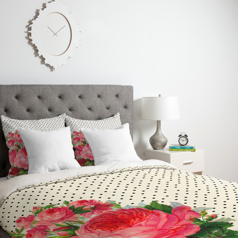 Deny Designs Allyson Johnson Floral Polka Dots Duvet Cover - Lightweight