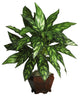 Silver King With Wood Vase Silk Plant