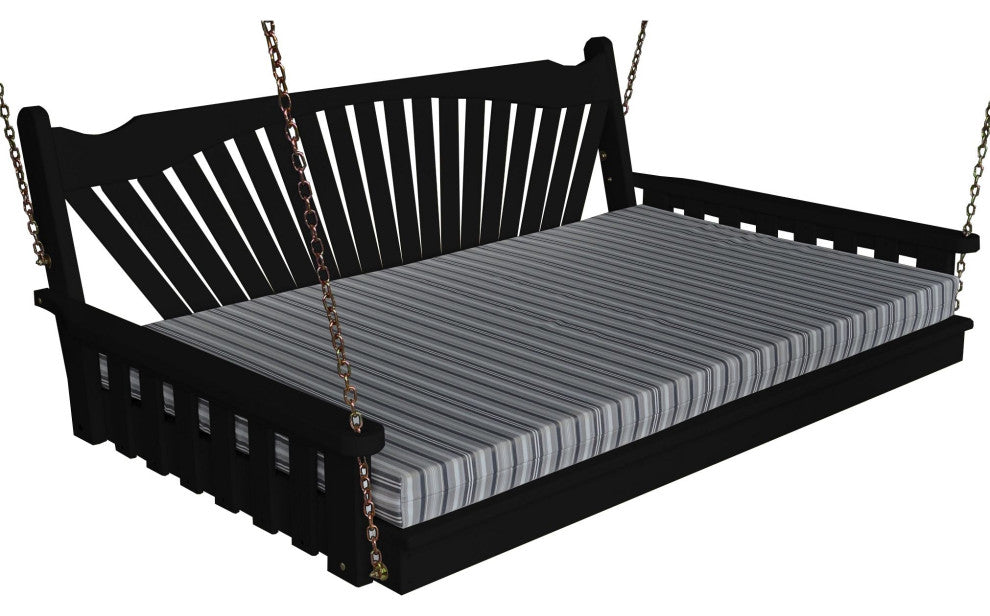 Pine Fanback Swingbed, Black, 5 Foot