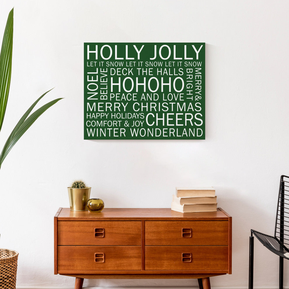 Christmas Sayings Green 2 16x20 Canvas Wall Art