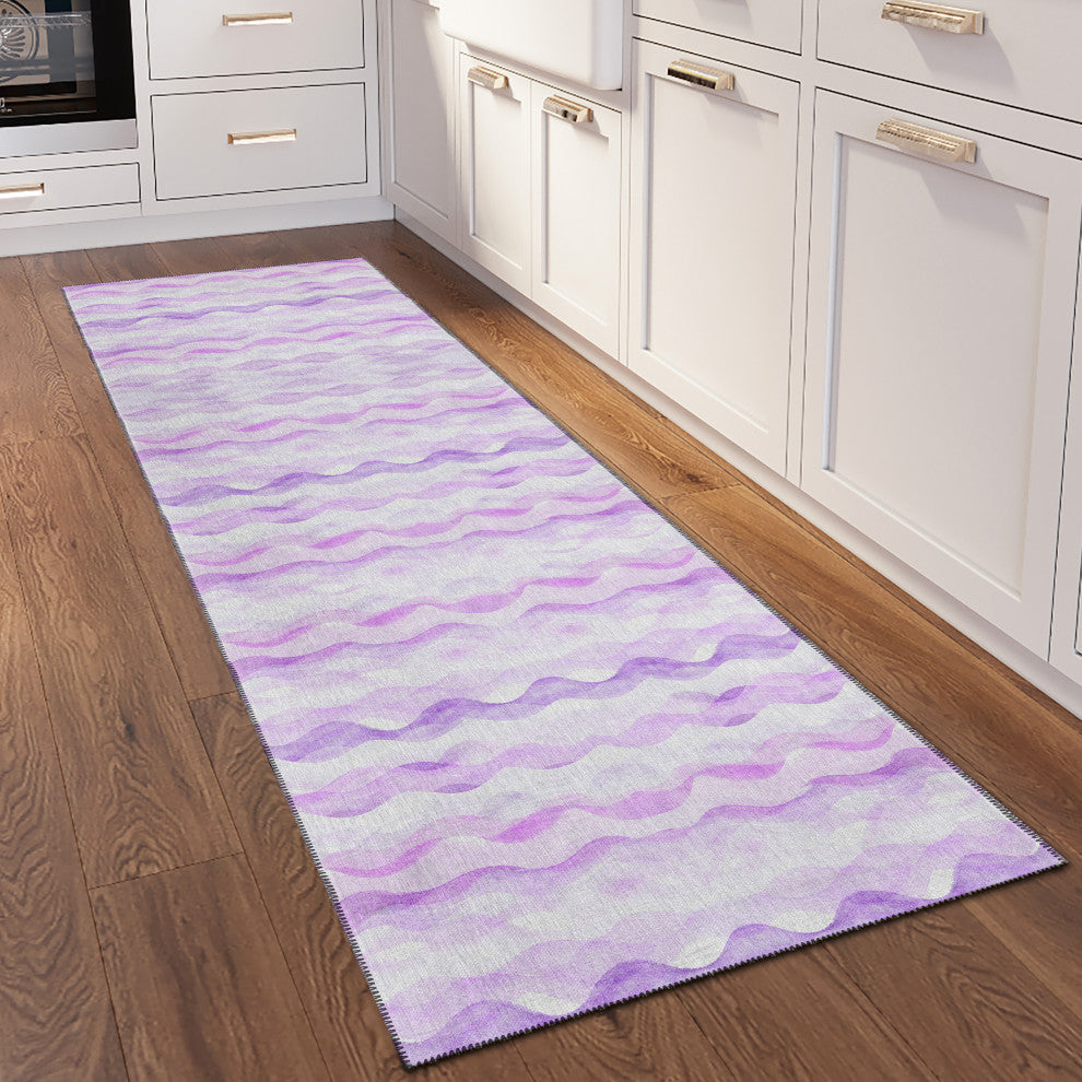 Indoor/Outdoor Seabreeze SZ16 Violet Machine Washable 2'3" x 7'6" Runner Rug