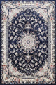 Navy Blue Floral Medallion Transitional Turkish Rug Oriental Carpet 7x10