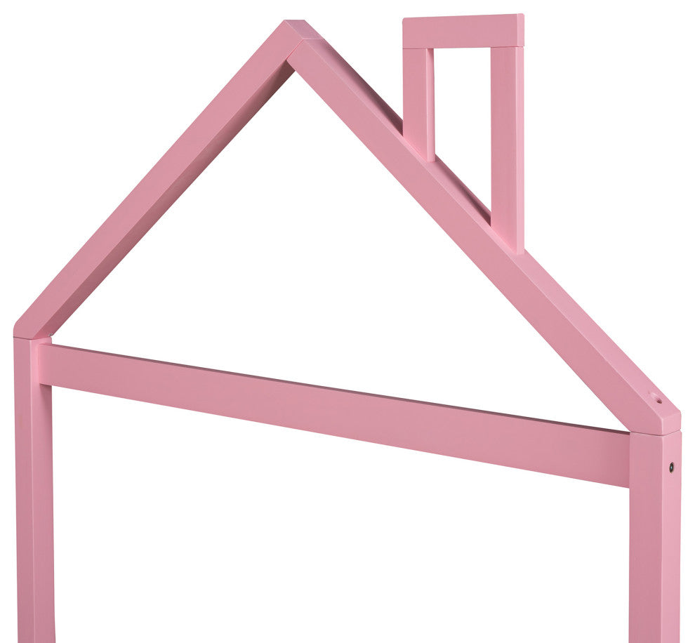 Gewnee Full Wood Platform Bed with House-shaped Headboard in Pink