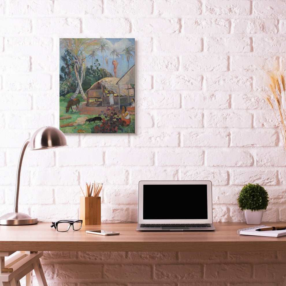 Village Farm Native Figures Classic Painting, 24"x30"