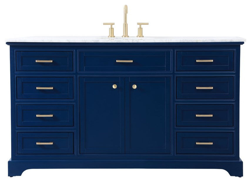 Amber Single Bathroom Vanity, Blue, Blue, 60"