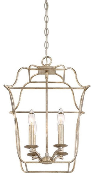 Quoizel GLY5204CS Four Light Foyer Pendant, Century Silver Leaf Finish
