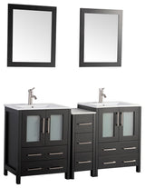 Vanity Art Vanity Set With Ceramic Top, 60", Espresso, Standard Mirror