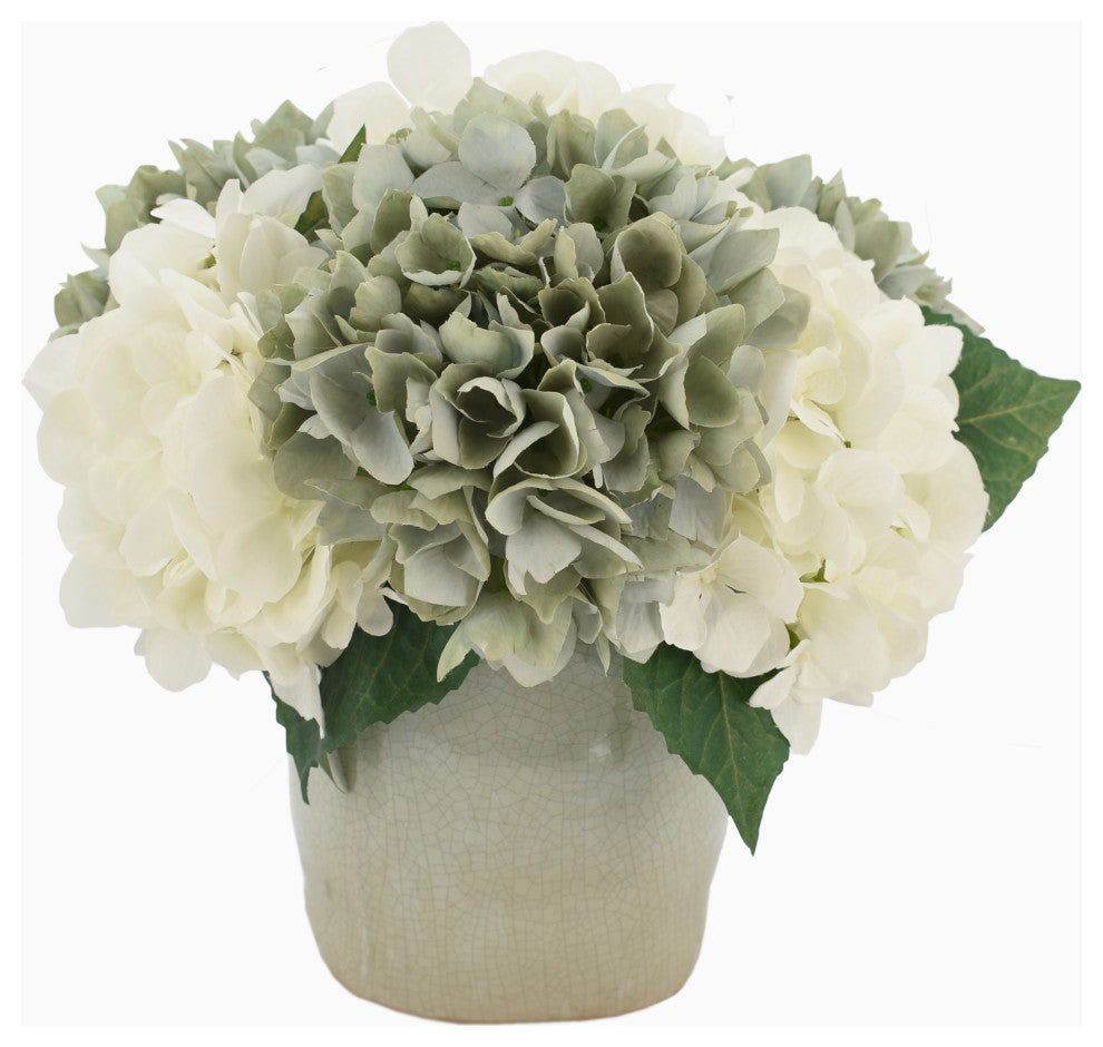 Assorted Hydrangea Floral Arrangement in a Ceramic Vase