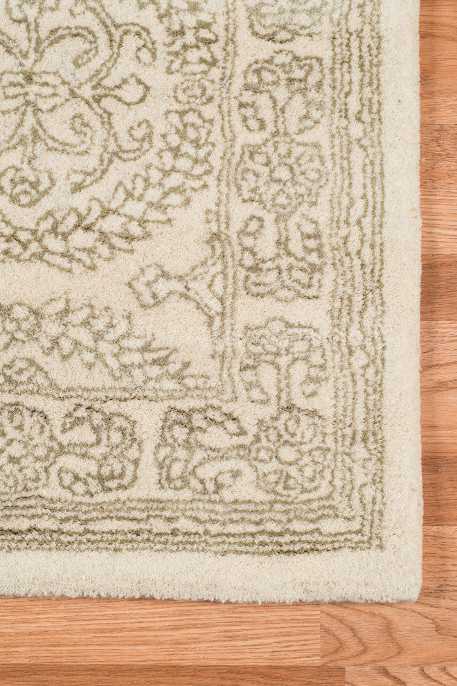 5" X8" X 0.5" Ivory White Wool Area Rug