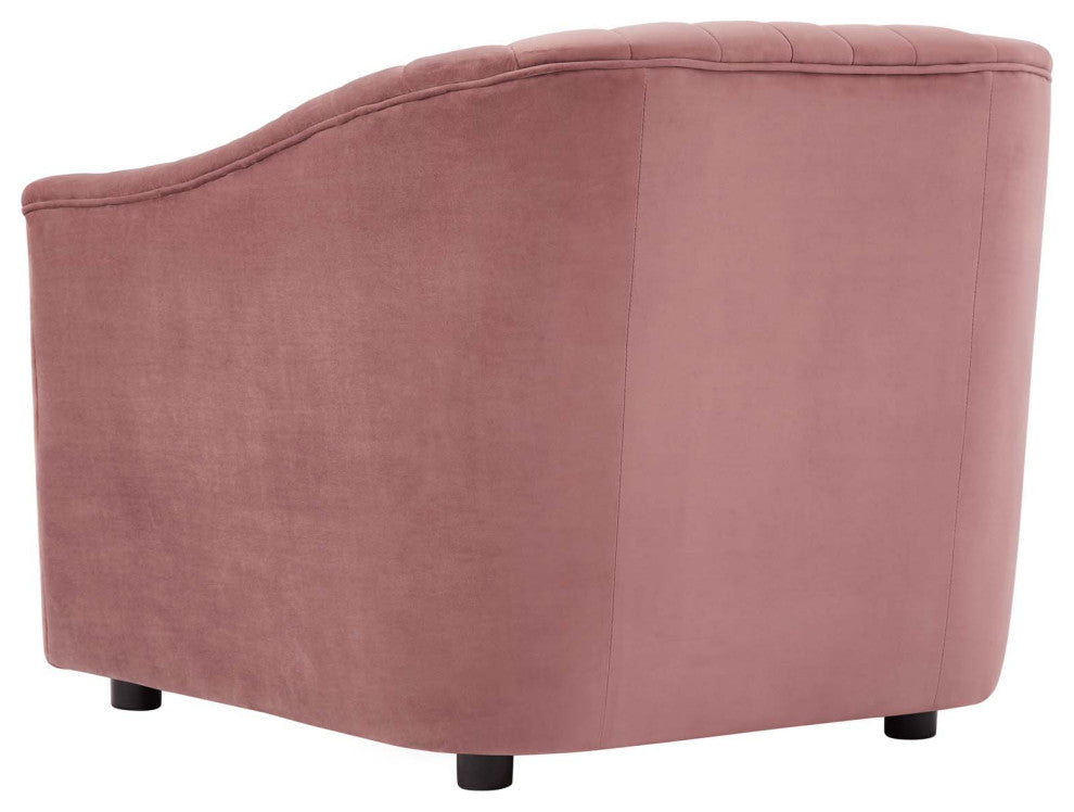 Armchair Accent Tufted Chair, Pink, Velvet, Modern, Mid Century Hotel Lounge