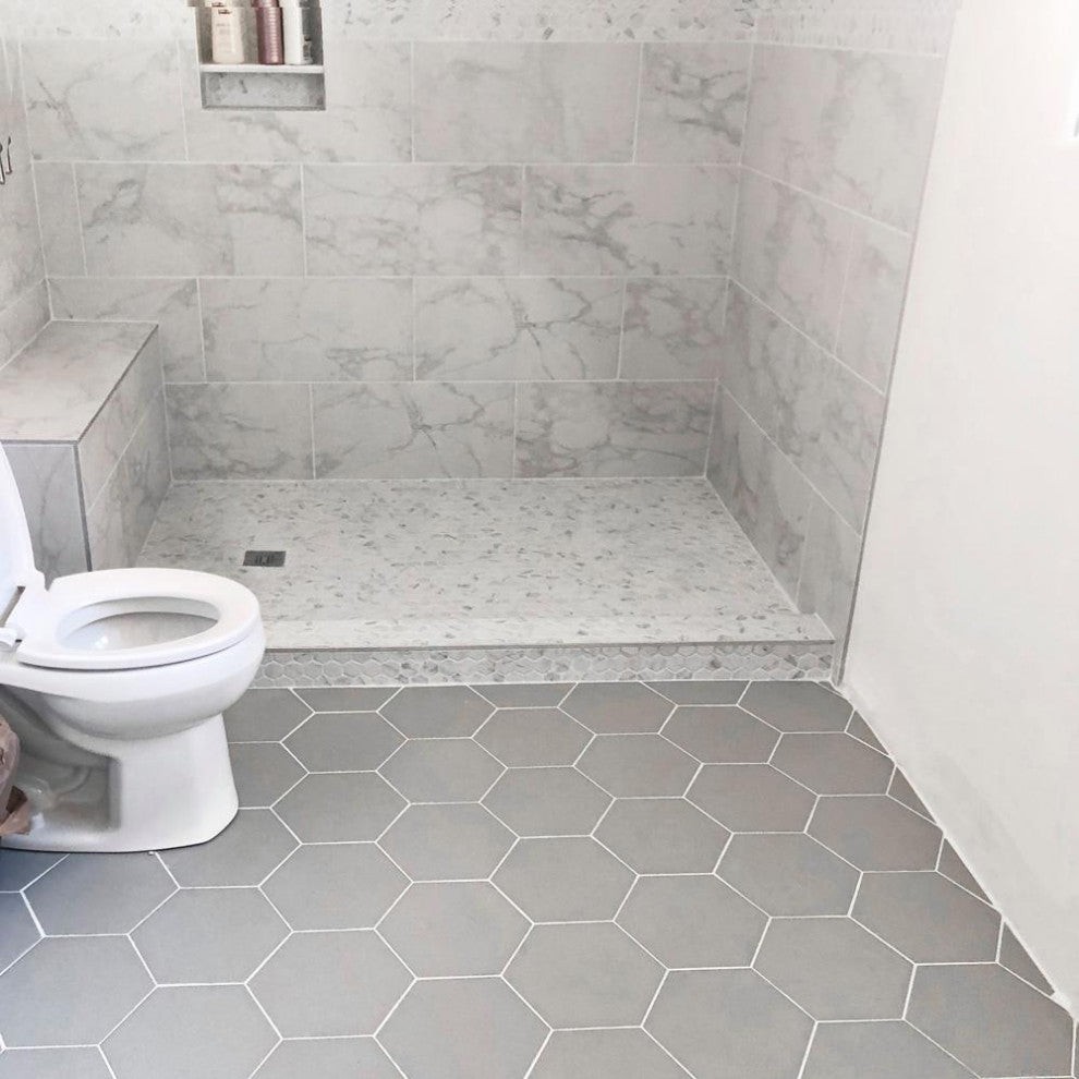 Pure Silver, 10" Hexagon Porcelain Tile, 37 Sq Ft.