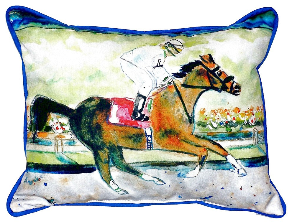 Racing Horse Small Indoor/Outdoor Pillow 11x14 - Set of Two