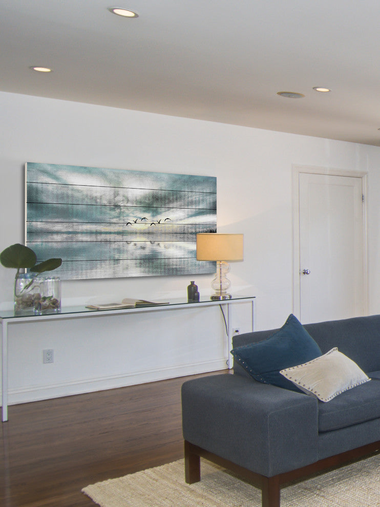 "Birds Skylight" Wall Art on Wood, 60"x30"