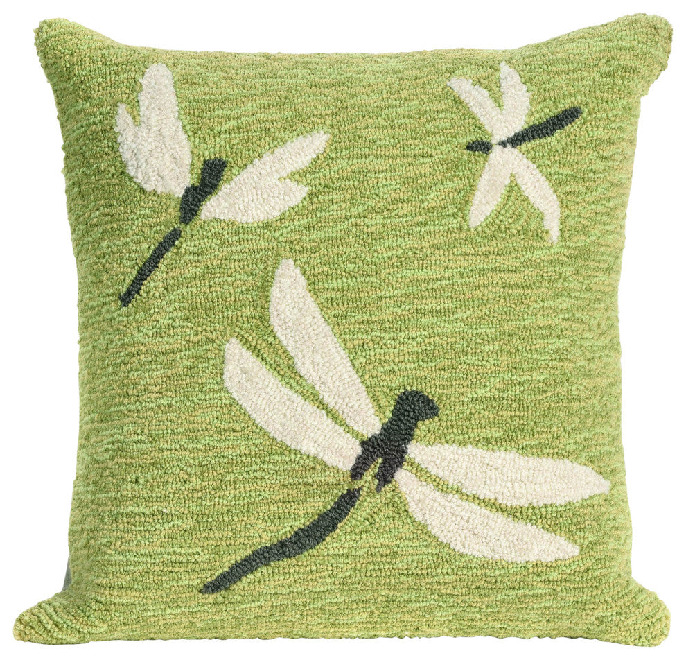 Frontporch Dragonfly Pillow, Green, 18"x18"