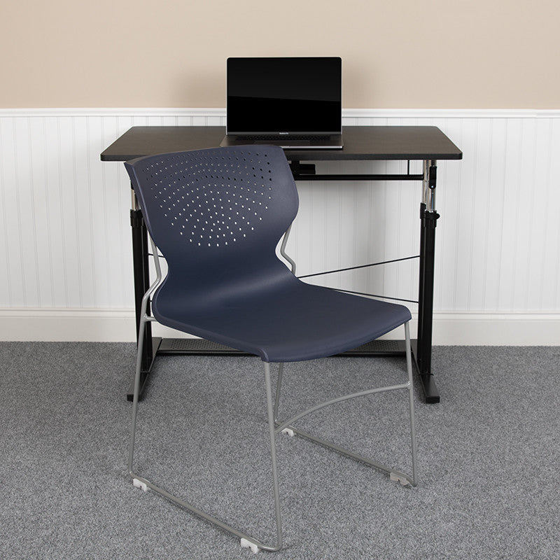 HERCULES Series Full Back Stack Chair With Powder Coated Frame, Navy