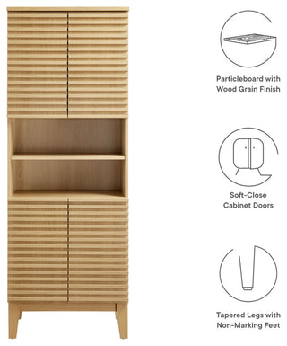 Render Tall Bathroom Storage Cabinet, Oak