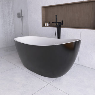 Acrylic Slipper Freestanding Flatbottom Soaking Bathtub, Black, 59"29"