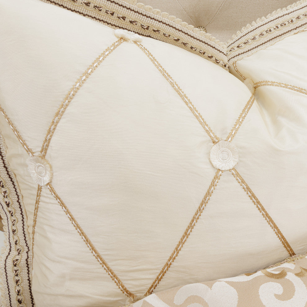 Aico Amini Luxembourg 12 Pc Queen Comforter Set in Creme