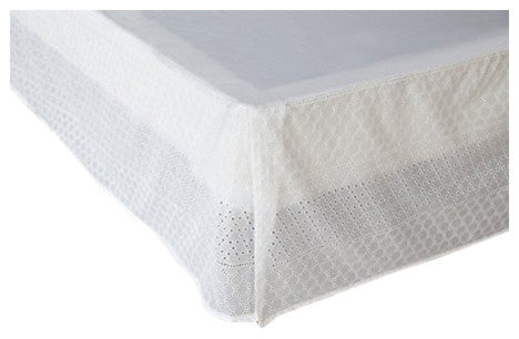 Gathered Lace Bed Skirt, Queen, White Eyelet