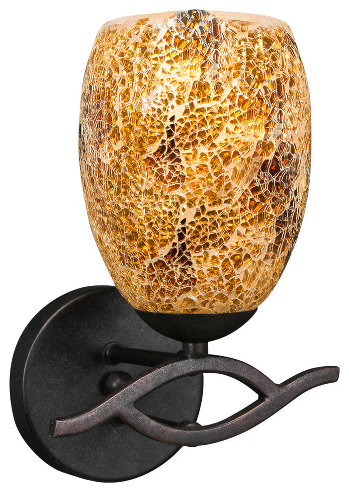 Revo Wall Sconce In Dark Granite, 5" Gold Fusion Glass