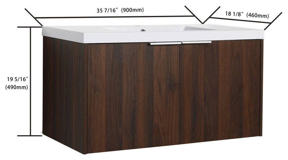 36" Modern Bathroom Floating Vanity