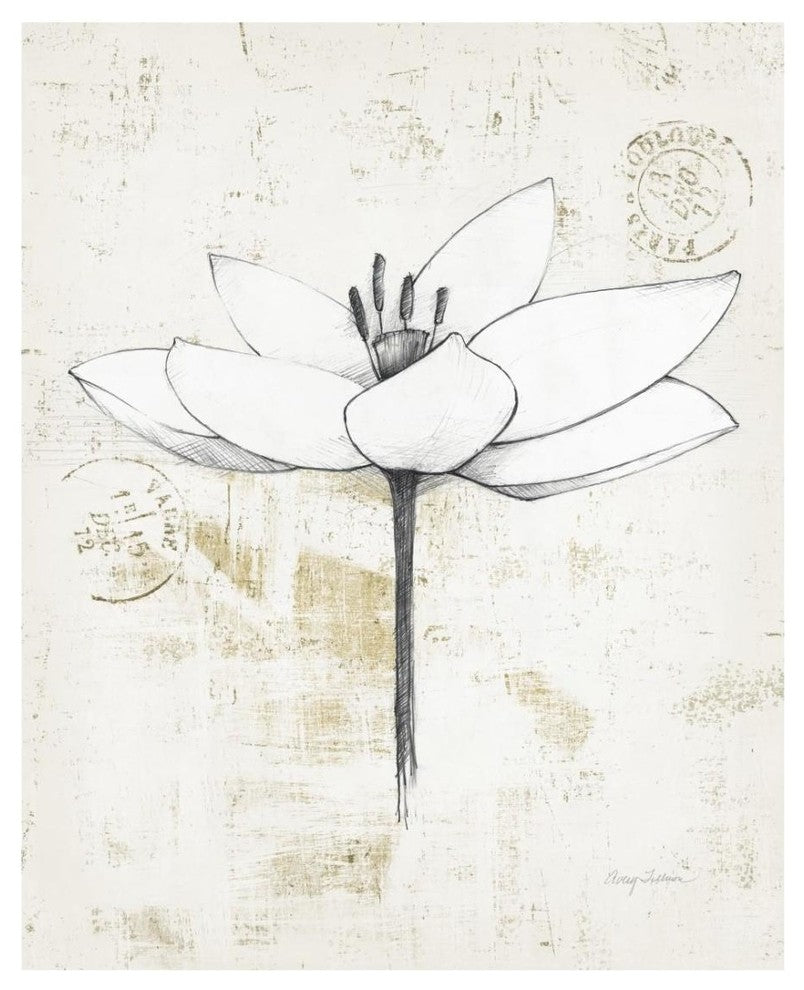 "Pencil Floral I Gold" Digital Paper Print by Avery Tillmon, 22"x26"