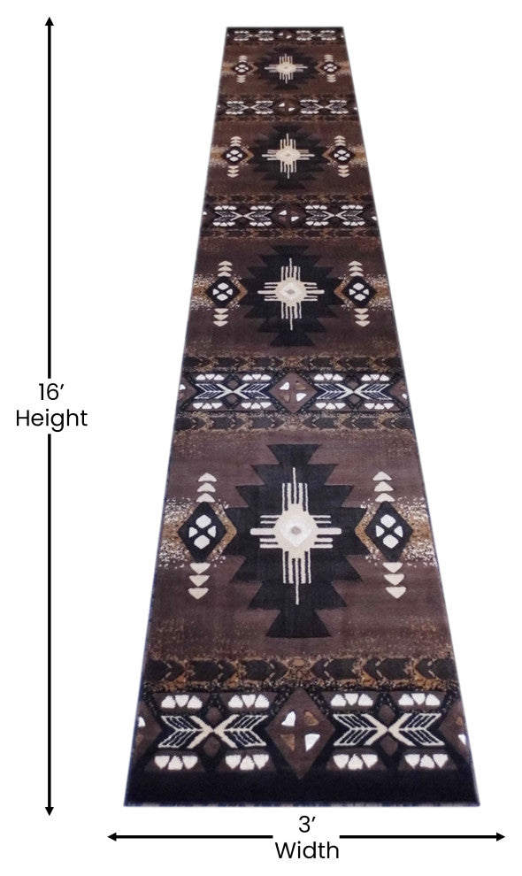 Angie Collection Runner 3' x 16' Chocolate Southwestern Style Area Rug