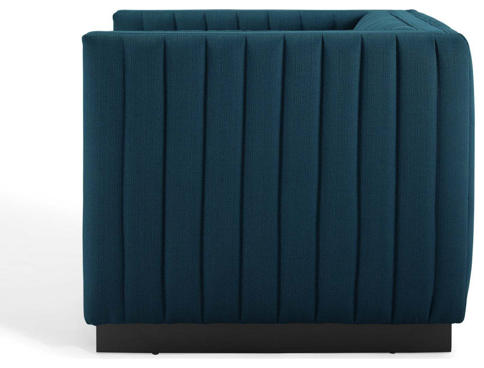 Tufted Armchair Accent Chair, Set of 2, Fabric, Navy Blue, Modern, Lounge