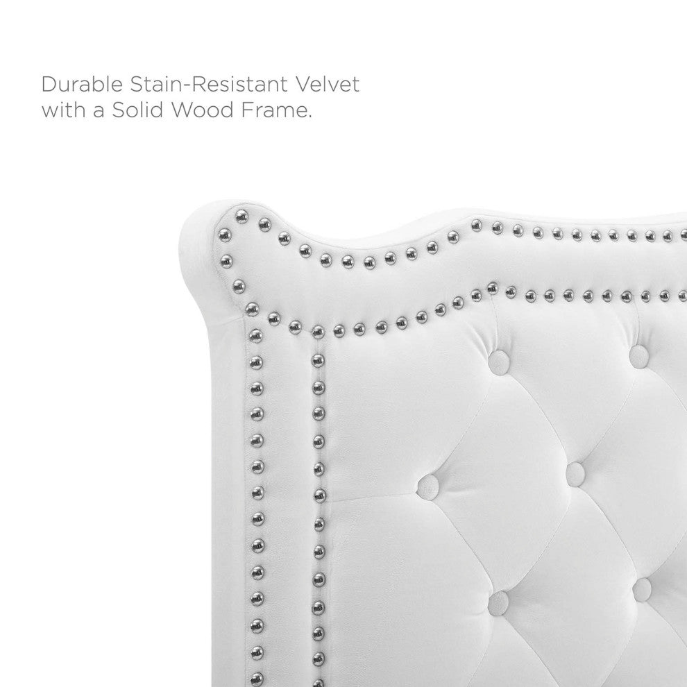 Louisa Tufted Performance Velvet Twin Headboard, White