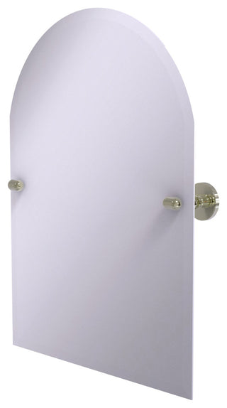 Frameless Arched Top Beveled Edge Tilt Mirror, Polished Nickel