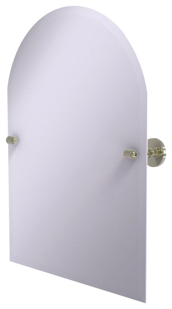Frameless Arched Top Beveled Edge Tilt Mirror, Polished Nickel