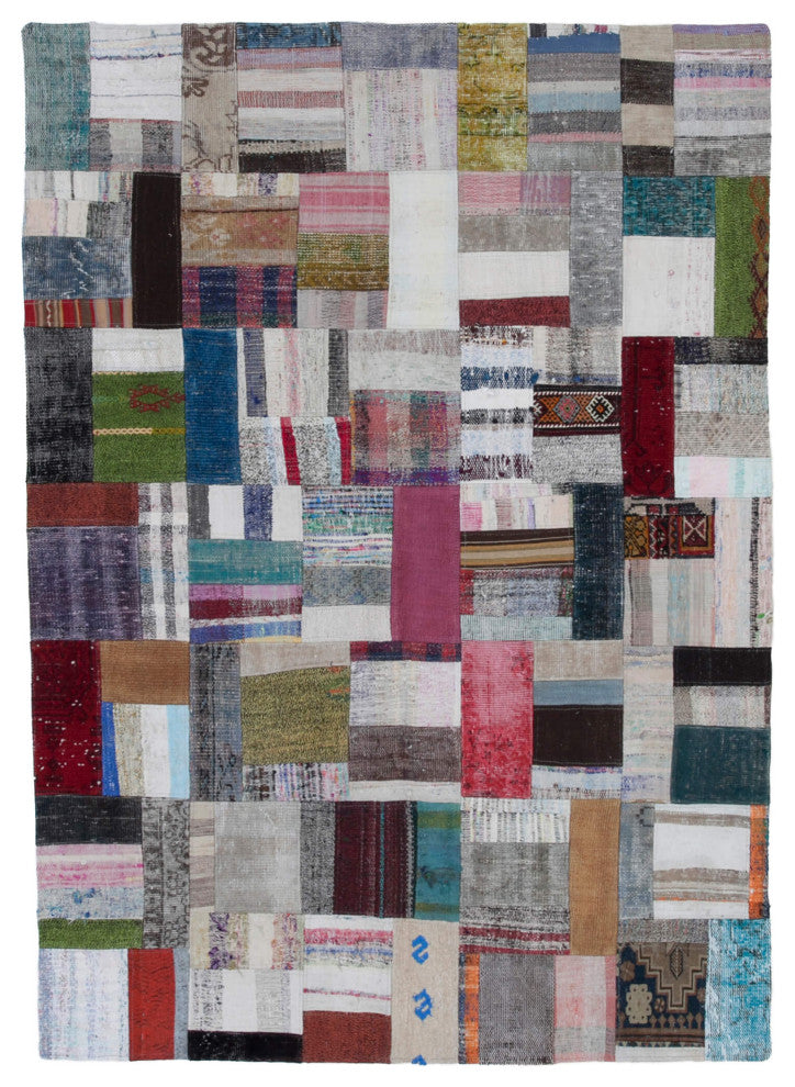Rug N Carpet - Handmade Anatolian 5' 8'' x 7' 10'' Rustic Patchwork Kilim Rug