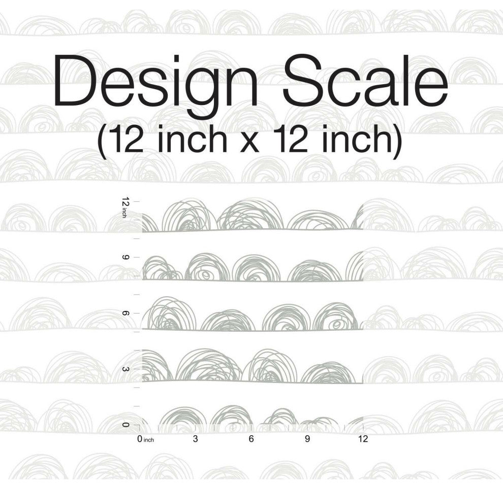 White & Gray Doodle Scallop Peel & Stick Wallpaper