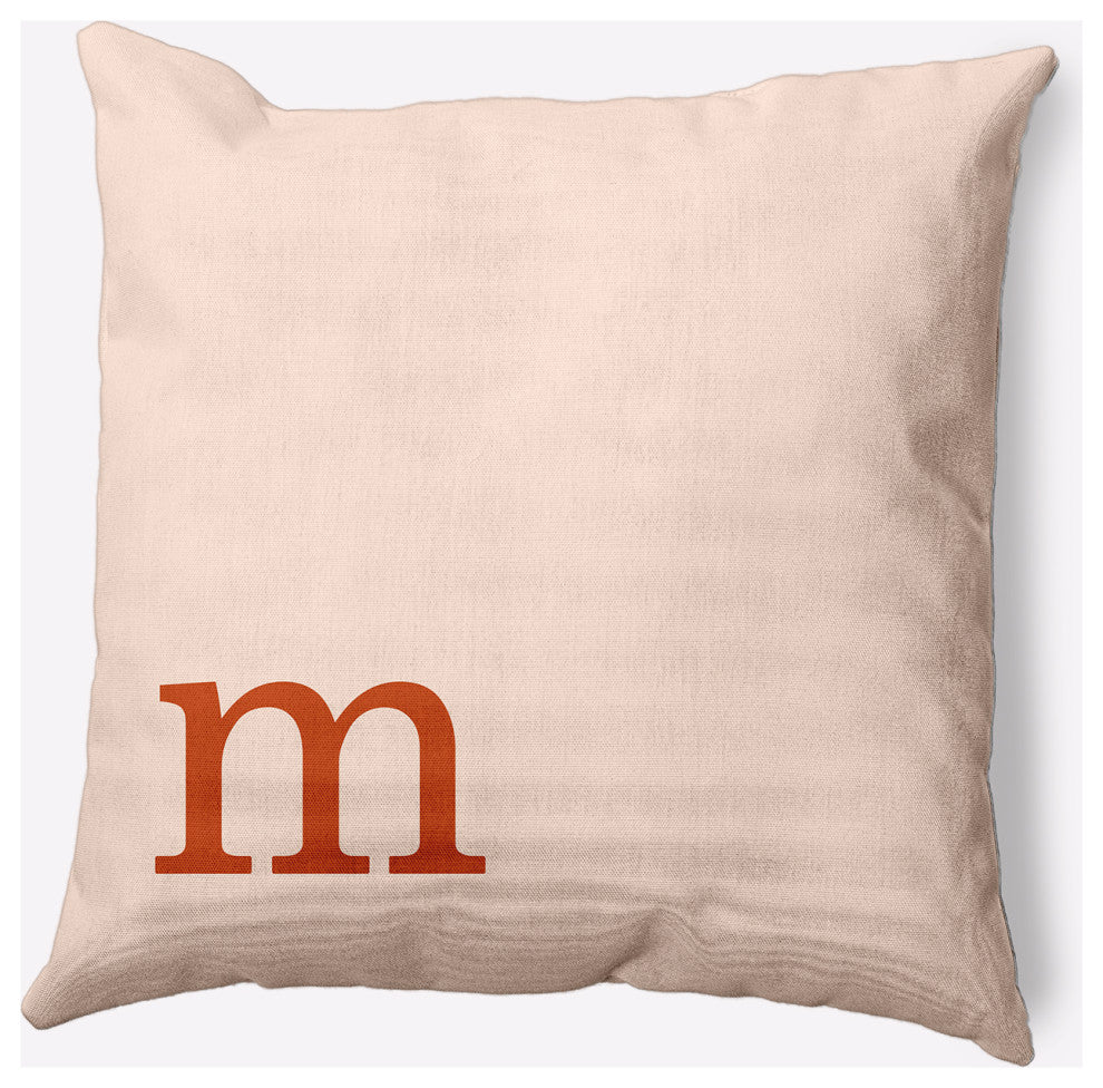 20" x 20" Modern Monogram Indoor/Outdoor Polyester Throw Pillow, Sienna