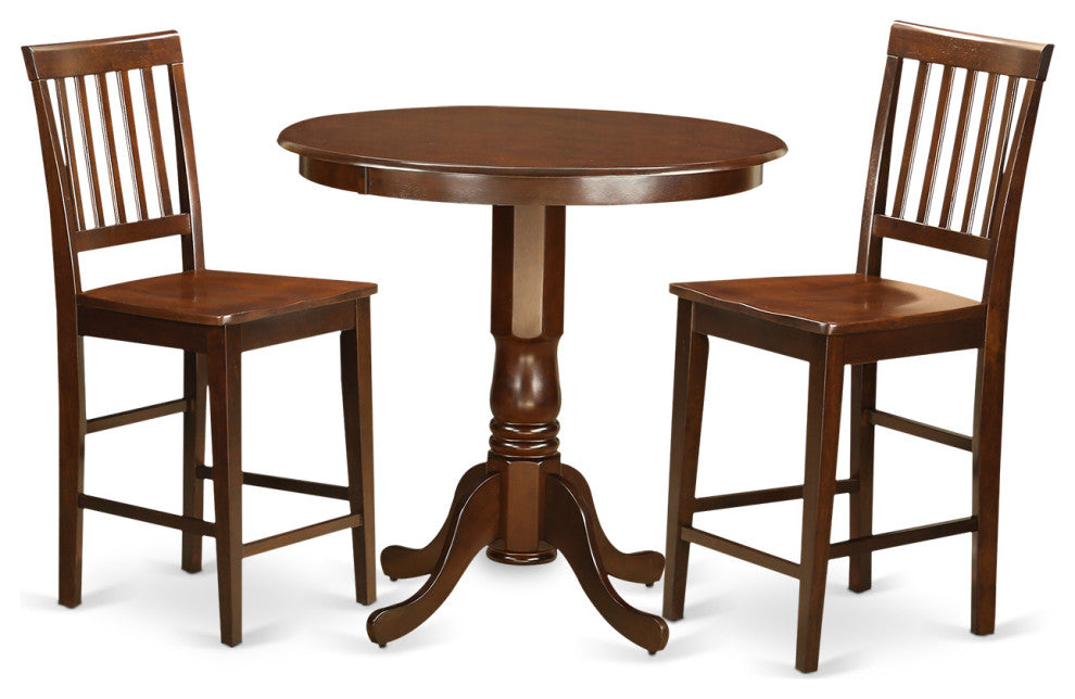 3 Pc Dining Counter Height Set - High Top Table And 2 Dining Chairs