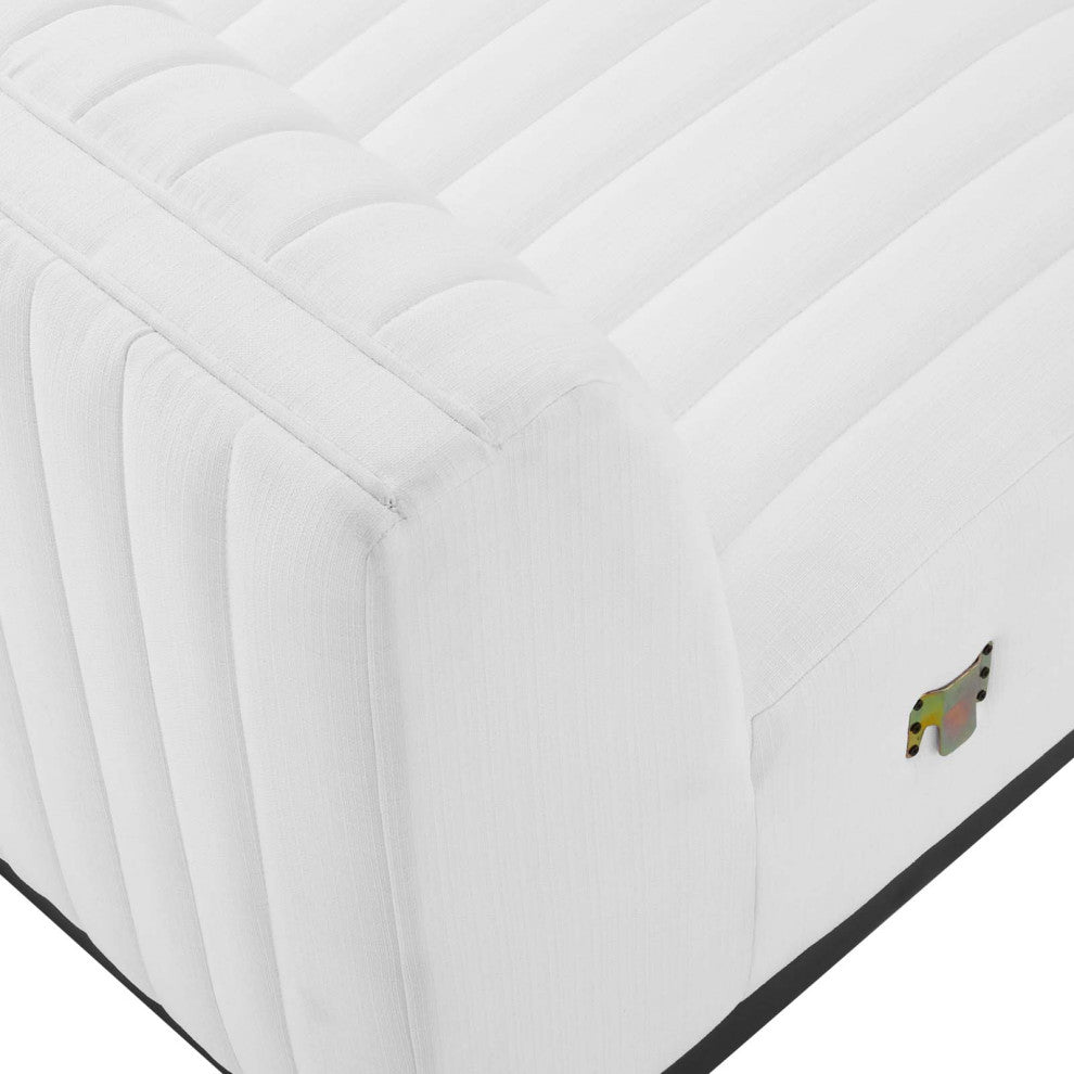 Conjure Channel Tufted Upholstered Fabric Armless Chair, Black White
