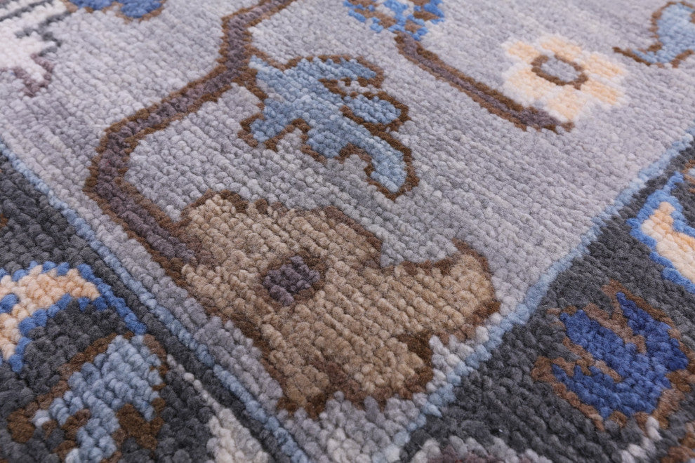 9' Square Hand-Knotted Turkish Oushak Wool Rug - Q13576