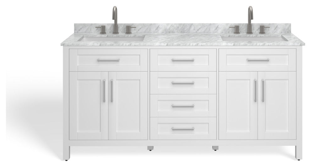 The Oswald Bathroom Vanity, White, 72", Double Sink, Freestanding