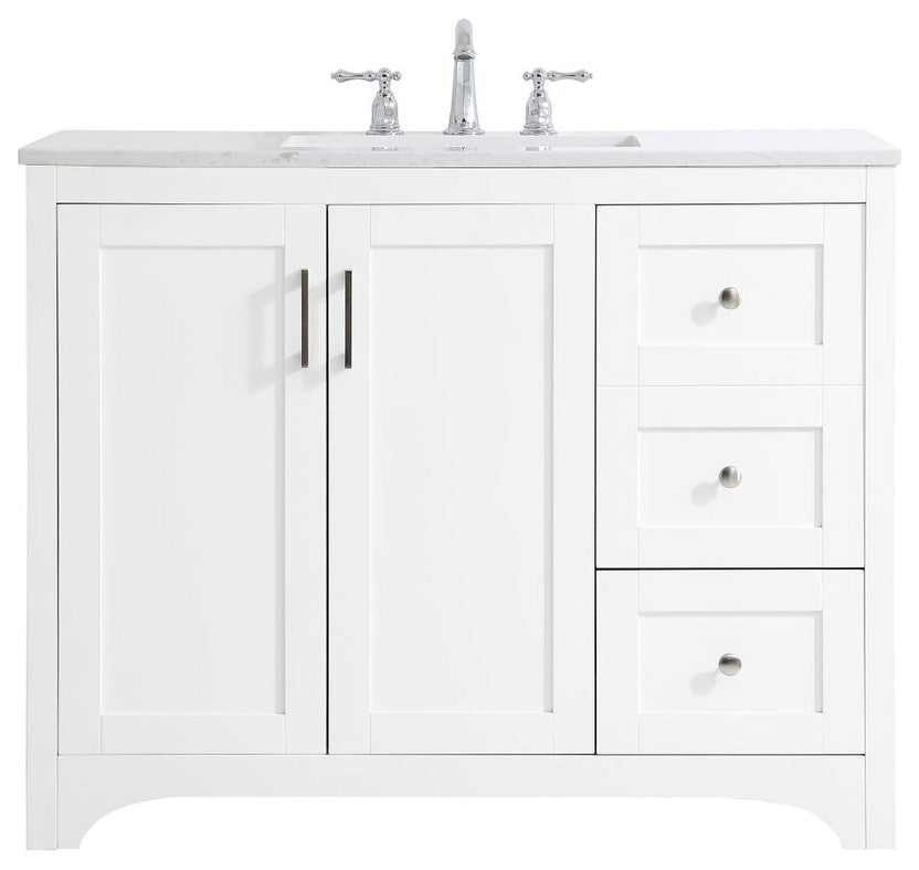 42" Single Bathroom Vanity, White