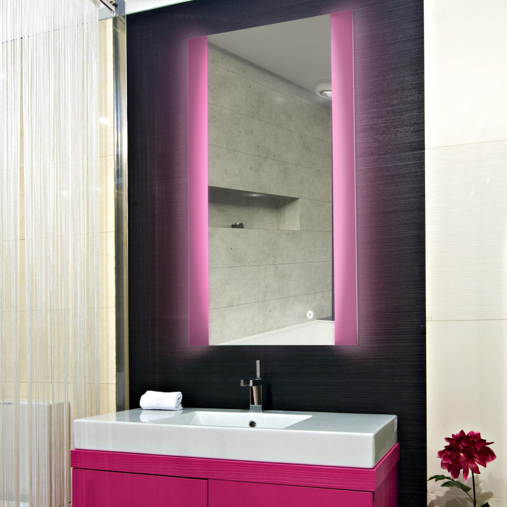 Frosted Bathroom Vanity Multi-Color Dimming LED Wall Mirror - 24" x 36"
