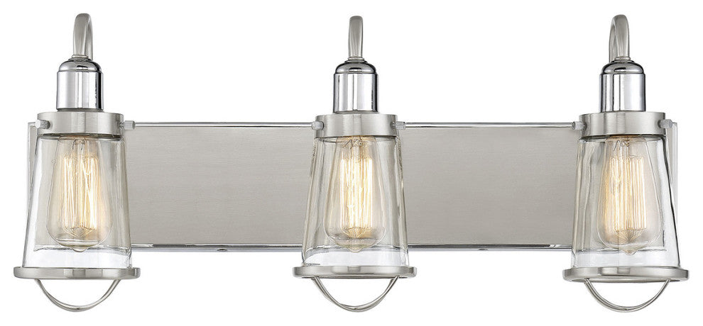 Lansing 3-Light Bath Vanity Fixture Vanity, Satin Nickel