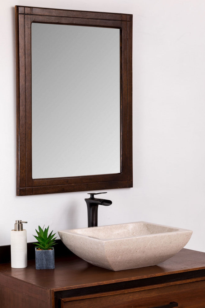 Natural Stone Vessel Bathroom Sink, Rectangular Travertine Sink, Ojinaga
