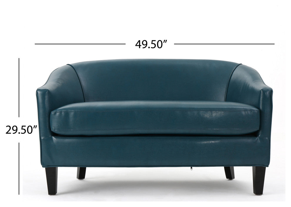 GDF Studio Isolde Modern Petite Loveseat, Teal Leather