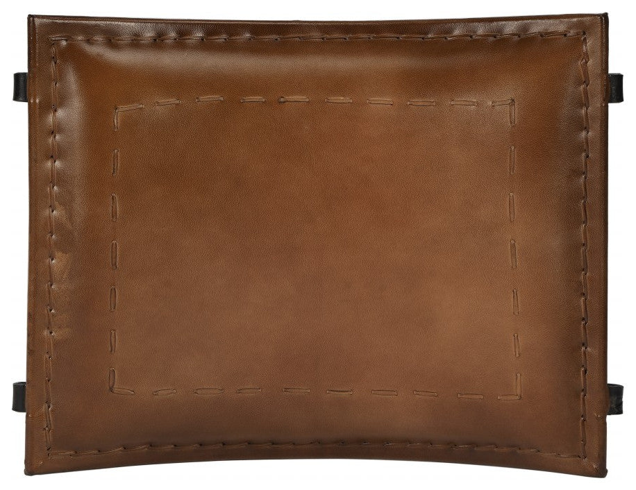 Foldable Brown Leather Stool