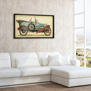 Antique Automobile Hand Made Dimensional Collage Framed Wall Art Under Glass