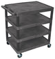 Luxor 4-Flat Shelf Black Utility Cart
